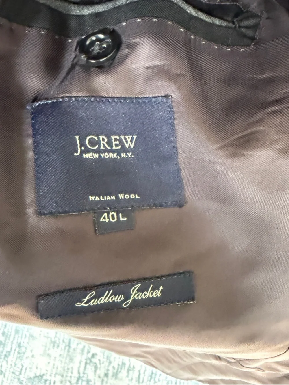 J. Crew Men's Two Button Loro Piana Black Wool Ludlow Jacket Size 40L